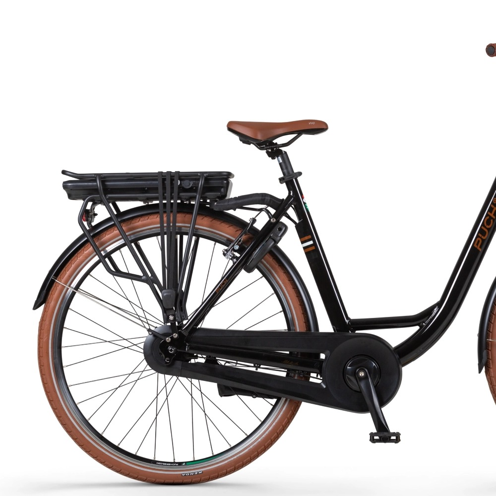 Puch E-Folk N7 Zwart 2026 – zadel, accu en bagagedrager